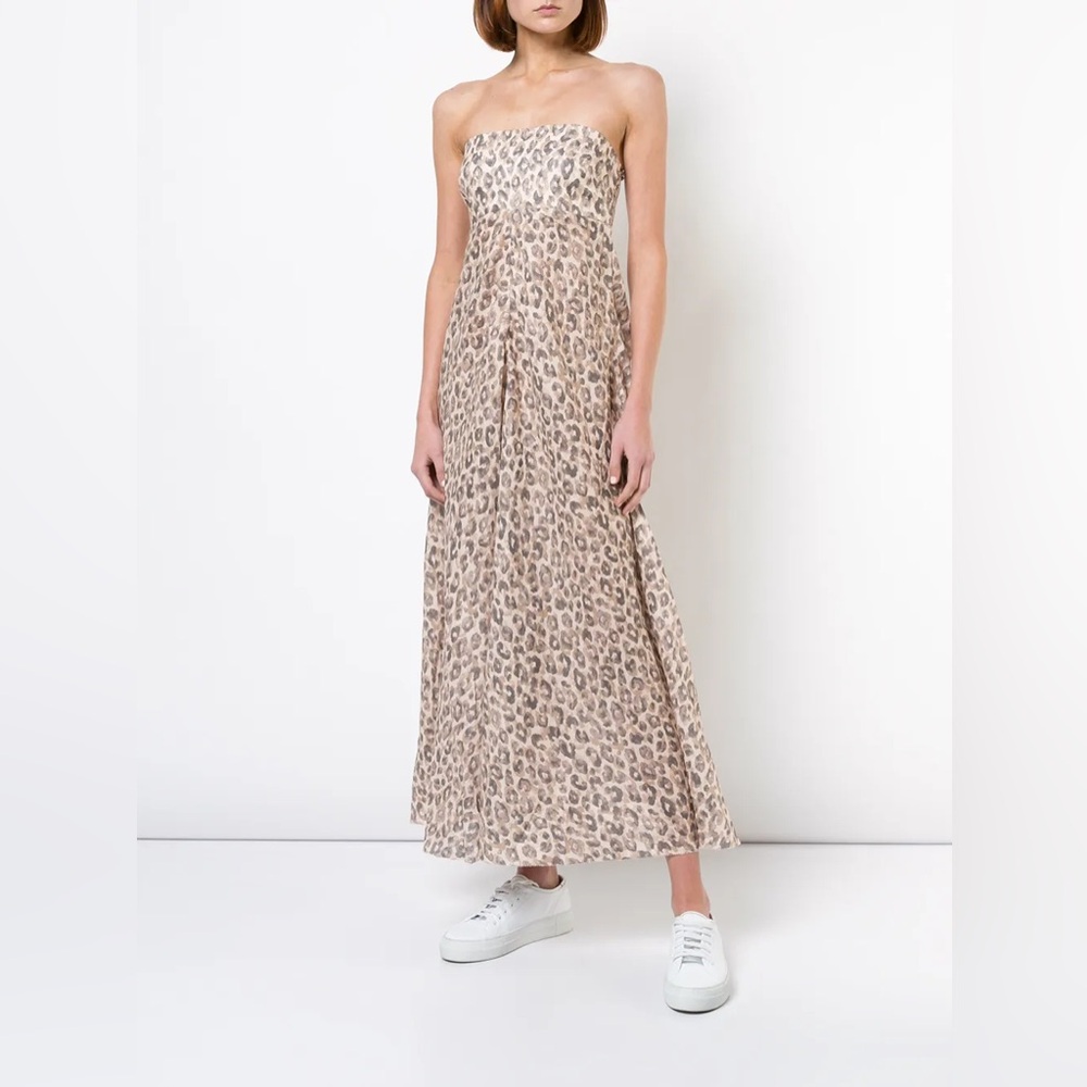 Zimmermann Women's Melody Strapless Maxi Dress In Leopard Size 1 π 100% linen π - Picture 4 of 11